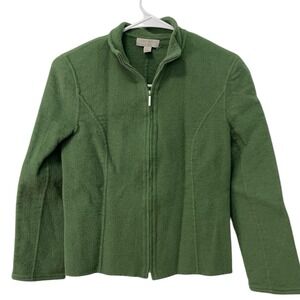 Vintage Charter Club Petite Small‎ Green Wool Blend Jacket Coat Preppy Cozy Warm